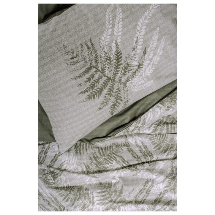 Parure de lit - 1 housse de couette 220 x 240 cm + 2 taies d'oreiller 60 x 60 cm - 100% coton renforcé - Kaki