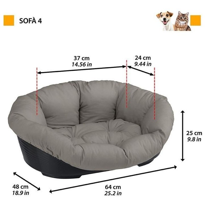 Corbeille - FERPLAST - SOFA 4 - Avec coussin a motif 1