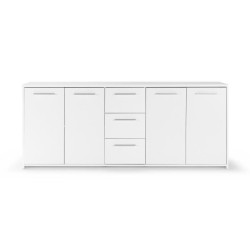 Buffet bas - Blanc mat - 4 portes 3 tiroirs - L 179 x P 42 x H 74,5 cm