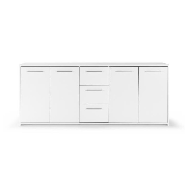 Buffet bas - Blanc mat - 4 portes 3 tiroirs - L 179 x P 42 x H 74,5 cm