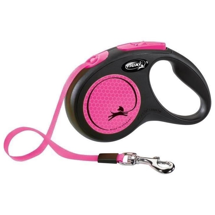 Laisse sangle TRIXIE flexi New NEON - Taille S - 5m - Rose fluo Laisse sangle TRIXIE flexi New NEON - Taille S - 5m - Rose fluo