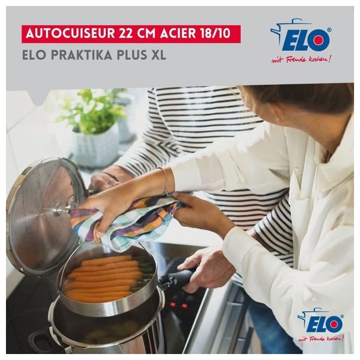 Autocuiseur vapeur - FACKELMANN - Elo Praktika Plus XL - Acier inoxydable 18/10 - 22 cm - 3 a 6 litres Autocuiseur vapeur - FACKELMANN - Elo Praktika Plus XL - Acier inoxydable 18/10 - 22 cm - 3 a 6 litres
