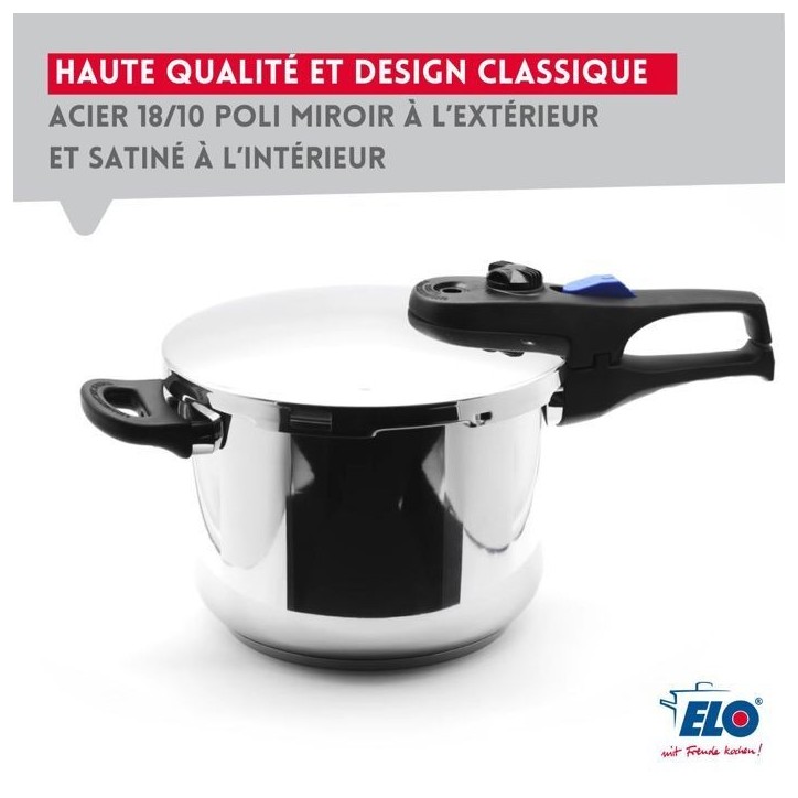 Autocuiseur vapeur - FACKELMANN - Elo Praktika Plus XL - Acier inoxydable 18/10 - 22 cm - 3 a 6 litres Autocuiseur vapeur - FACKELMANN - Elo Praktika Plus XL - Acier inoxydable 18/10 - 22 cm - 3 a 6 litres