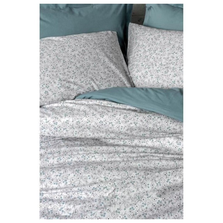Parure de lit - 1 housse de couette 220 x 240 cm + 2 taies d'oreiller 60 x 60 cm - 100% coton renforcé - Menthe Parure de lit - 1 housse de couette 220 x 240 cm + 2 taies d'oreiller 60 x 60 cm - 100% coton renforcé - Menthe