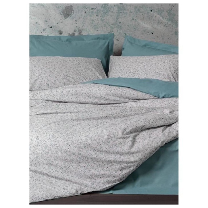 Parure de lit - 1 housse de couette 220 x 240 cm + 2 taies d'oreiller 60 x 60 cm - 100% coton renforcé - Menthe Parure de lit - 1 housse de couette 220 x 240 cm + 2 taies d'oreiller 60 x 60 cm - 100% coton renforcé - Menthe