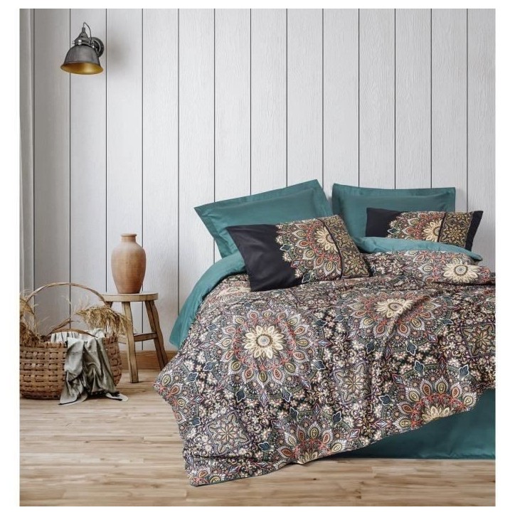 Parure de lit - 1 housse de couette 220 x 240 cm + 2 taies d'oreiller 60 x 60 cm - Satiné 100% coton - Essence