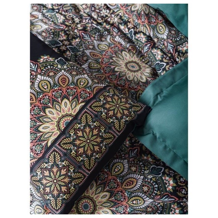 Parure de lit - 1 housse de couette 220 x 240 cm + 2 taies d'oreiller 60 x 60 cm - Satiné 100% coton - Essence