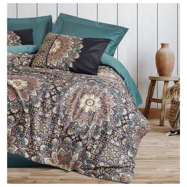 Parure de lit - 1 housse de couette 220 x 240 cm + 2 taies d'oreiller 60 x 60 cm - Satiné 100% coton - Essence