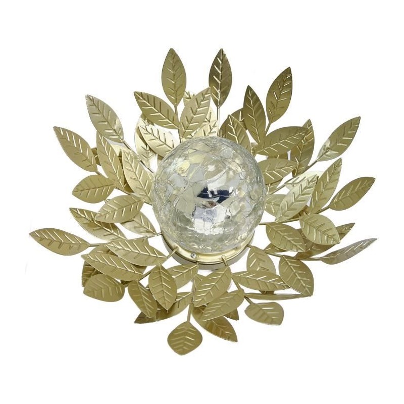 Nenuphar solaire GALIX G4495 - Metal, Or et Verre craquelé - 7 Lumens