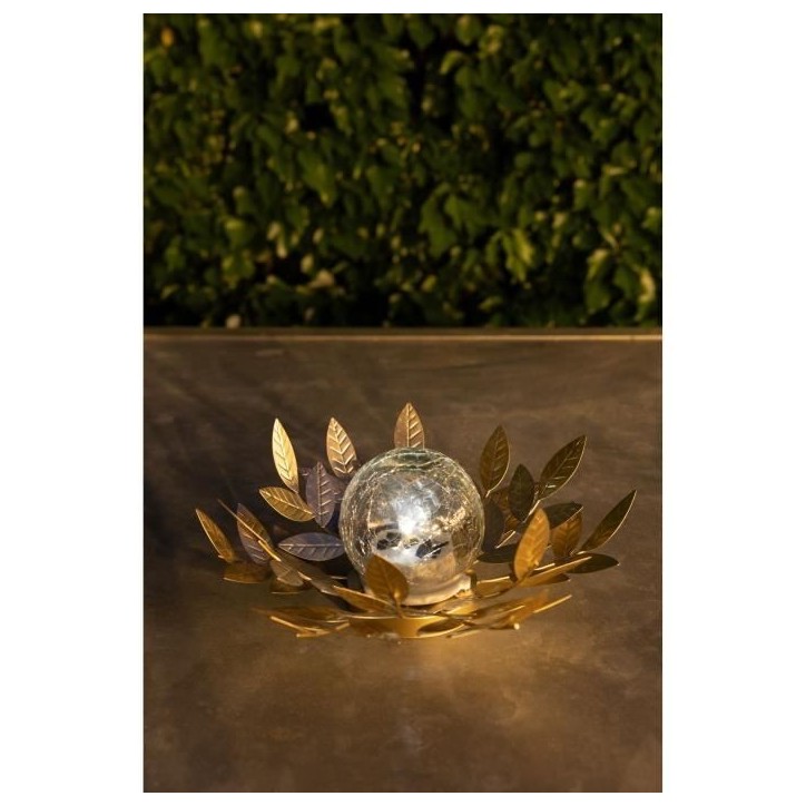 Nenuphar solaire GALIX G4495 - Metal, Or et Verre craquelé - 7 Lumens - 26 cm Nenuphar solaire GALIX G4495 - Metal, Or et Verre craquelé - 7 Lumens - 26 cm
