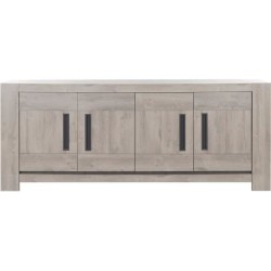 Buffet bas - Boston - Chene gris clair - 4 portes - 2 étageres - Gami