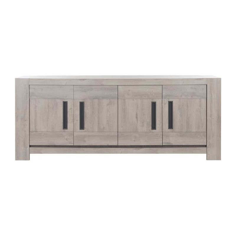 Buffet bas - Boston - Chene gris clair - 4 portes - 2 étageres - Gami