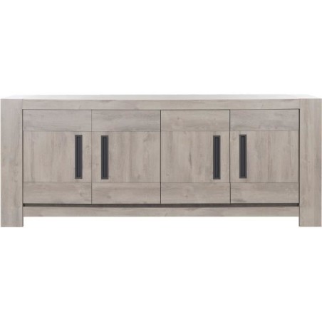 Buffet bas - Boston - Chene gris clair - 4 portes - 2 étageres - Gami