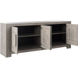 Buffet bas - Boston - Chene gris clair - 4 portes - 2 étageres - Gami