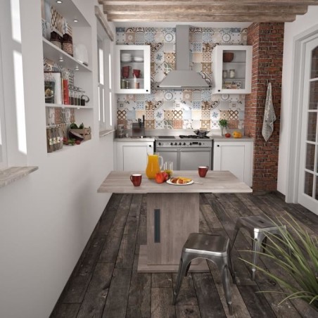 Table a manger - Boston - Rectangulaire - Pied fut - 6 personnes - L 120 x P 80 x H 76 cm - Gami