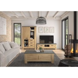 Table basse - Broceliande - Rectangulaire - Aspect minéral et chene c