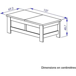Table basse - Broceliande - Rectangulaire - Aspect minéral et chene c