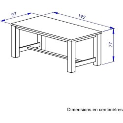 Table a manger - Broceliande - Rectangulaire - 8 personnes - L 192 x P