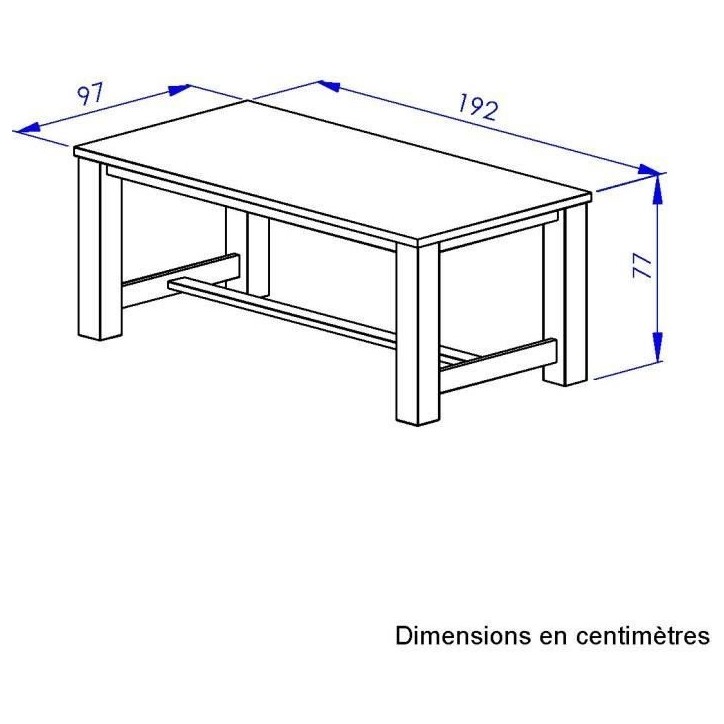 Table a manger - Broceliande - Rectangulaire - 8 personnes - L 192 x P 97 x H 77 cm - Gami Table a manger - Broceliande - Rectangulaire - 8 personnes - L 192 x P 97 x H 77 cm - Gami