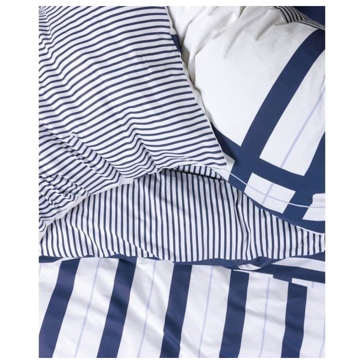Parure de lit - 1 housse de couette 220 x 240 cm + 2 taies d'oreiller 60 x 60 cm - 100% coton renforcé - Bleu