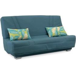 COMFORT BULTEX Banquette clic-clac - 3 places - Tissu bleu + Coussins