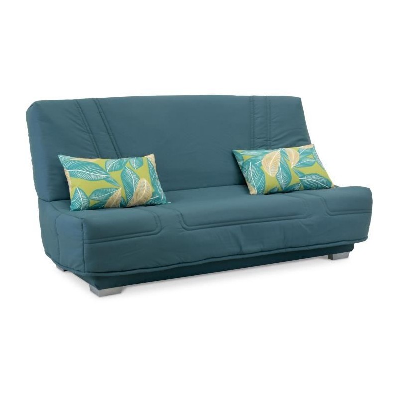 COMFORT BULTEX Banquette clic-clac - 3 places - Tissu bleu + Coussins