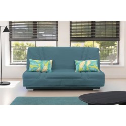 COMFORT BULTEX Banquette clic-clac - 3 places - Tissu bleu + Coussins