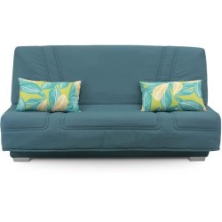 COMFORT BULTEX Banquette clic-clac - 3 places - Tissu bleu + Coussins
