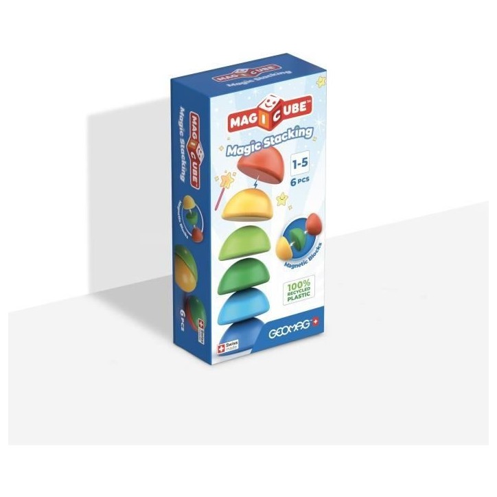 Blocs magnétiques - GEOMAG - Magicube 060 - 6 pieces - Empilables - Plastique recyclé Blocs magnétiques - GEOMAG - Magicube 060 - 6 pieces - Empilables - Plastique recyclé