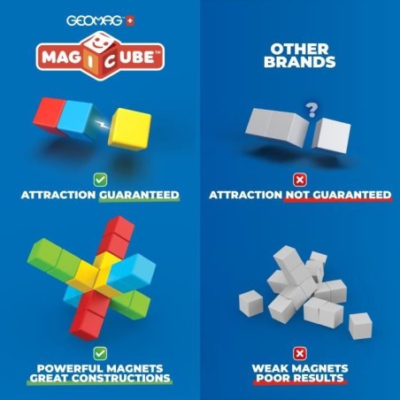 Blocs magnétiques - GEOMAG - Magicube 060 - 6 pieces - Empilables - Plastique recyclé