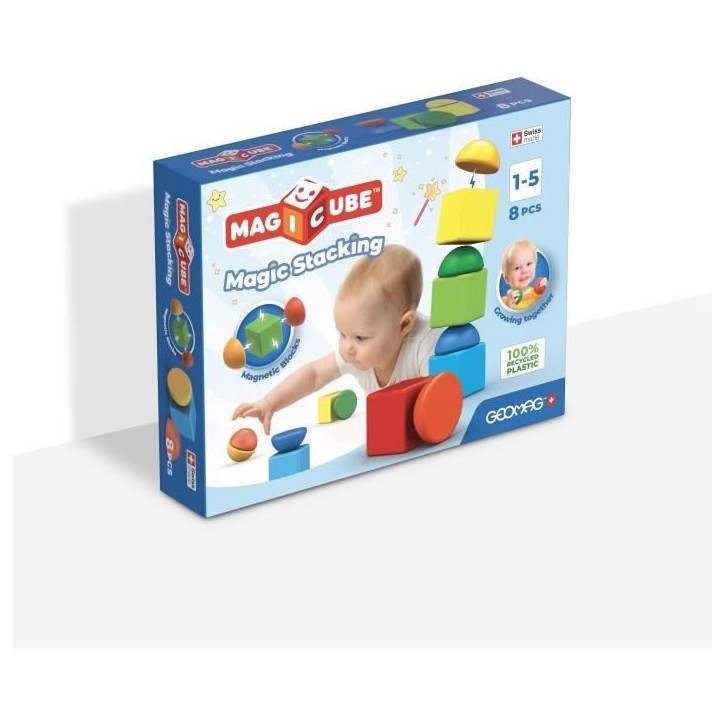 Blocs magnétiques - GEOMAG - Magicube 061 - 8 pieces - Empilables - Plastique recyclé Blocs magnétiques - GEOMAG - Magicube 061 - 8 pieces - Empilables - Plastique recyclé