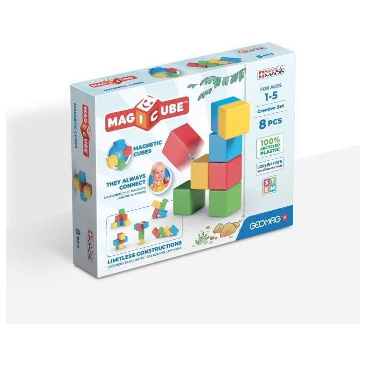 Jeu de construction magnétique - GEOMAG - Magicube Recycled Creative Set - 8 pieces - Plastique recyclé - Des 1 an Jeu de construction magnétique - GEOMAG - Magicube Recycled Creative Set - 8 pieces - Plastique recyclé - Des 1 an