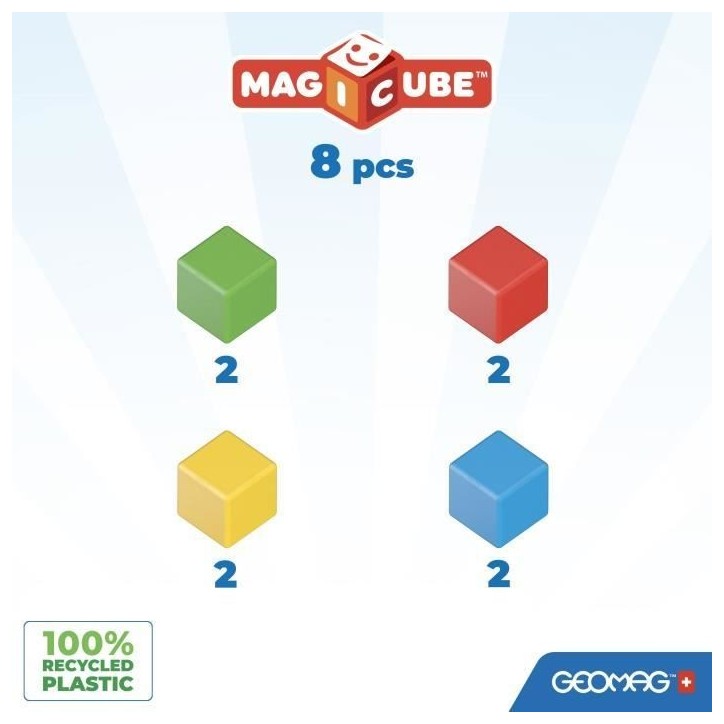 Jeu de construction magnétique - GEOMAG - Magicube Recycled Creative Set - 8 pieces - Plastique recyclé - Des 1 an Jeu de construction magnétique - GEOMAG - Magicube Recycled Creative Set - 8 pieces - Plastique recyclé - Des 1 an