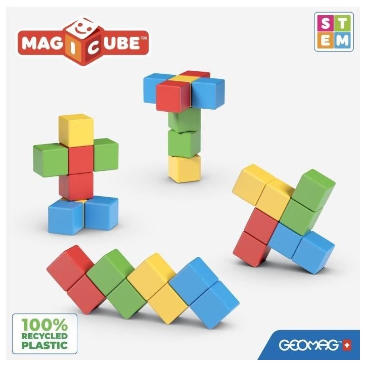 Jeu de construction magnétique - GEOMAG - Magicube Recycled Creative Set - 8 pieces - Plastique recyclé - Des 1 an Jeu de construction magnétique - GEOMAG - Magicube Recycled Creative Set - 8 pieces - Plastique recyclé - Des 1 an