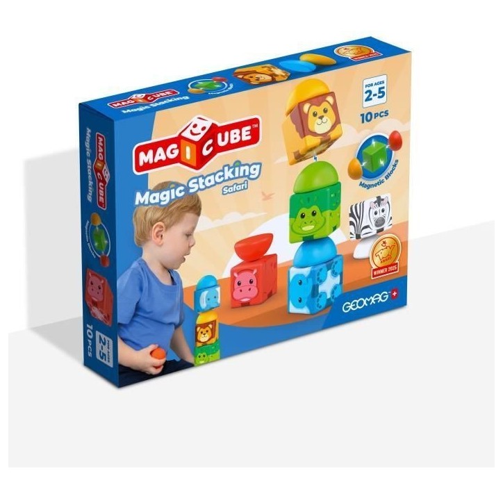 Blocs magnétiques - GEOMAG - Safari - 10 pieces - Éducatif - Plastique recyclé - Des 12 mois