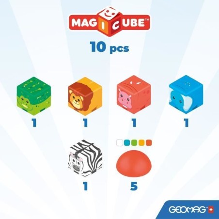 Blocs magnétiques - GEOMAG - Safari - 10 pieces - Éducatif - Plastique recyclé - Des 12 mois