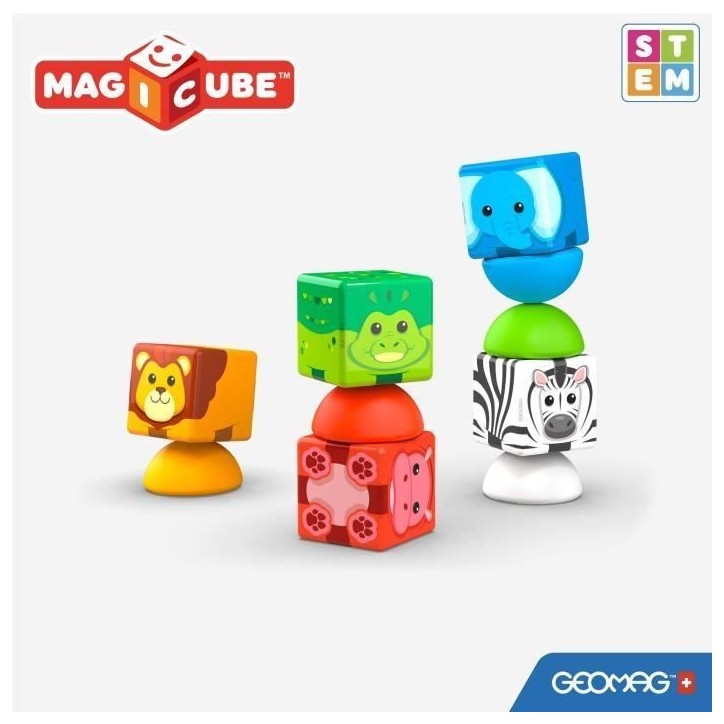 Blocs magnétiques - GEOMAG - Safari - 10 pieces - Éducatif - Plastique recyclé - Des 12 mois