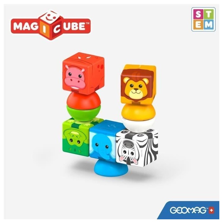 Blocs magnétiques - GEOMAG - Safari - 10 pieces - Éducatif - Plastique recyclé - Des 12 mois
