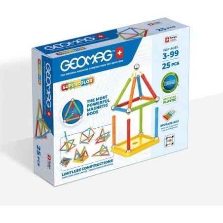 Jeu de construction magnétique - GEOMAG - Supercolor - 25 pieces - Ma
