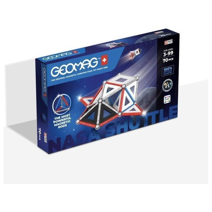 Jeu de construction magnétique - GEOMAG - Classic Panels - Navette NASA - 70 pieces - Magnétique - Des 3 ans Jeu de construction magnétique - GEOMAG - Classic Panels - Navette NASA - 70 pieces - Magnétique - Des 3 ans