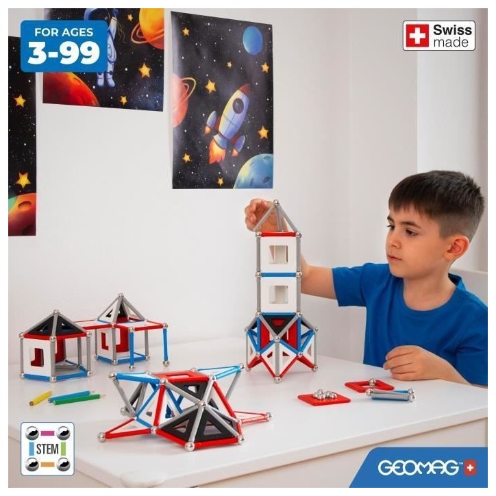 Jeu de construction magnétique - GEOMAG - Classic Panels - Navette NASA - 70 pieces - Magnétique - Des 3 ans Jeu de construction magnétique - GEOMAG - Classic Panels - Navette NASA - 70 pieces - Magnétique - Des 3 ans
