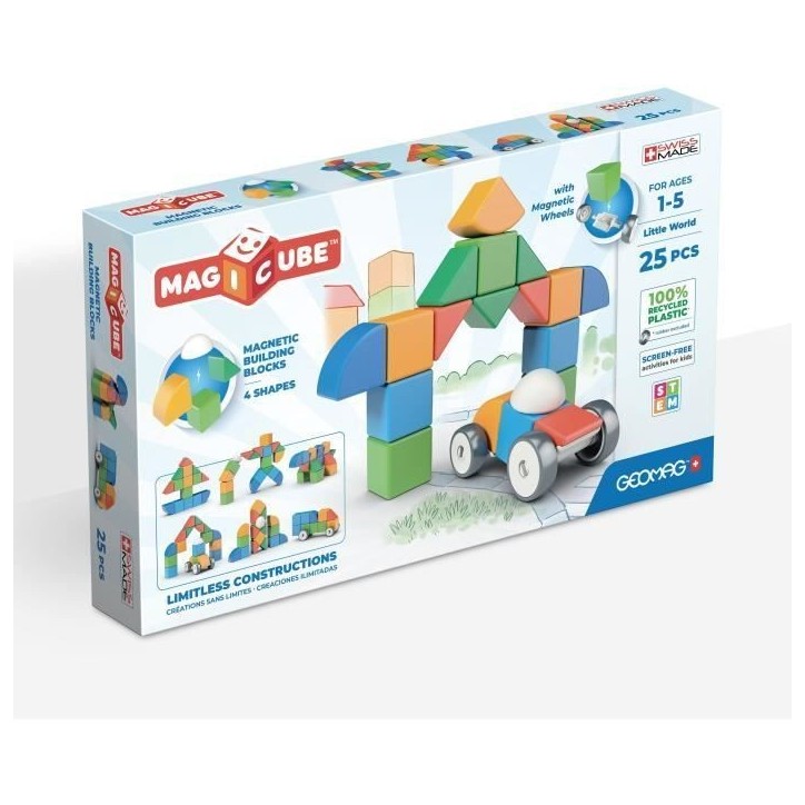 Blocs magnétiques - GEOMAG - Mon petit monde en formes - 25 pieces - Éducatif - Plastique recyclé - Des 12 mois Blocs magnétiques - GEOMAG - Mon petit monde en formes - 25 pieces - Éducatif - Plastique recyclé - Des 12 mois
