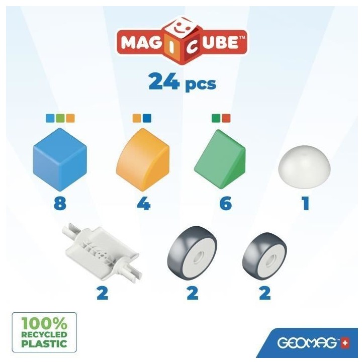 Blocs magnétiques - GEOMAG - Mon petit monde en formes - 25 pieces - Éducatif - Plastique recyclé - Des 12 mois Blocs magnétiques - GEOMAG - Mon petit monde en formes - 25 pieces - Éducatif - Plastique recyclé - Des 12 mois