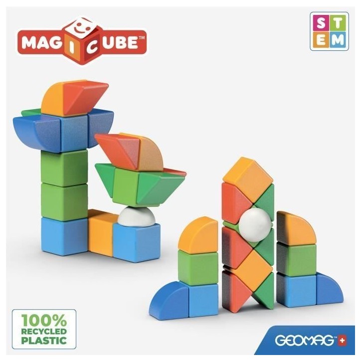 Blocs magnétiques - GEOMAG - Mon petit monde en formes - 25 pieces - Éducatif - Plastique recyclé - Des 12 mois Blocs magnétiques - GEOMAG - Mon petit monde en formes - 25 pieces - Éducatif - Plastique recyclé - Des 12 mois