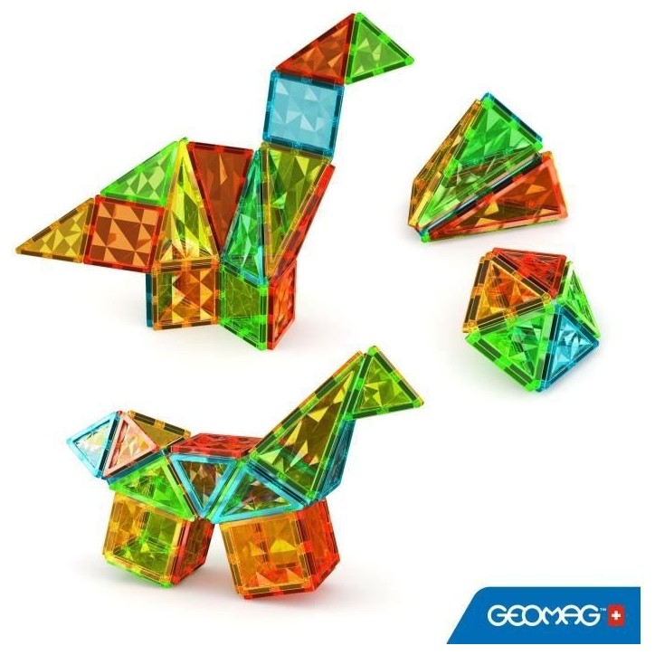 Tuiles magnétiques - GEOMAG - Tiles Gems 4102 - 44 pieces - Formes géométriques - Effet cristal