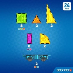 Tuiles magnétiques - GEOMAG - Tiles Gems Vehicles - 24 pieces - Effet