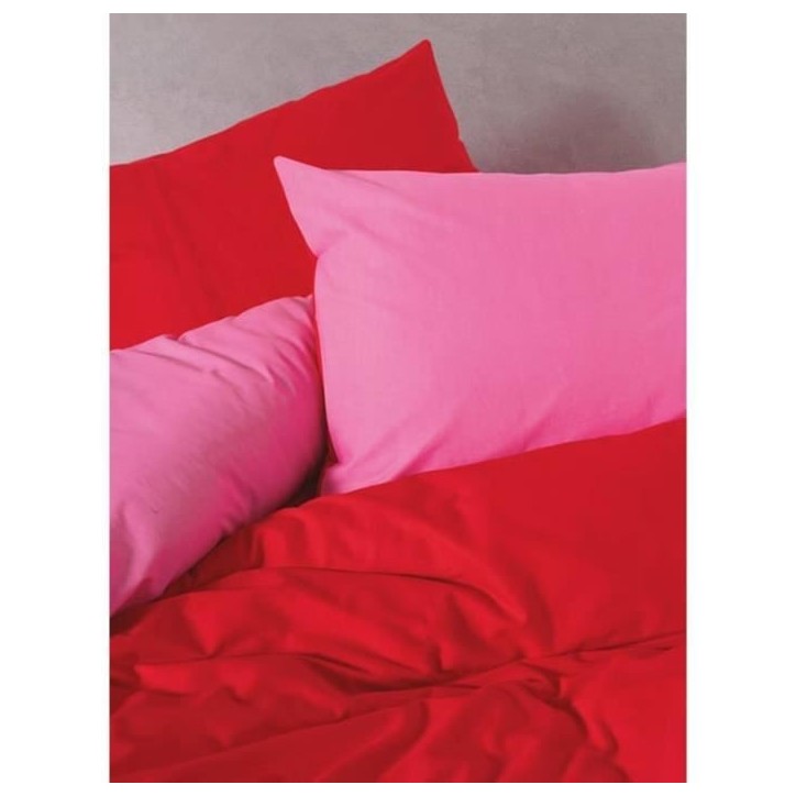 Parure de lit - 1 housse de couette 220 x 240 cm + 2 taies d'oreiller 60 x 60 cm - 100% coton renforcé - Rouge