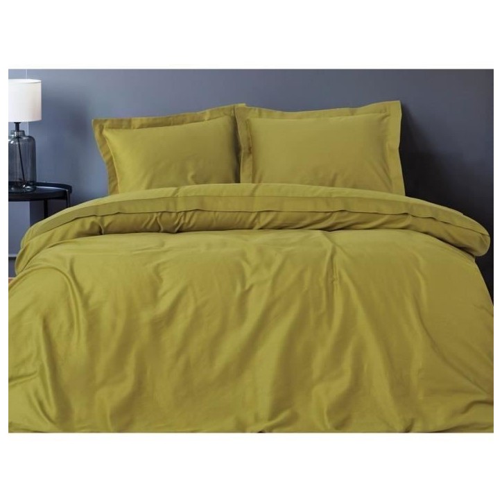Parure de lit - 1 housse de couette 220 x 240 cm + 2 taies d'oreiller 60 x 60 cm - Satiné 100% coton - Vert