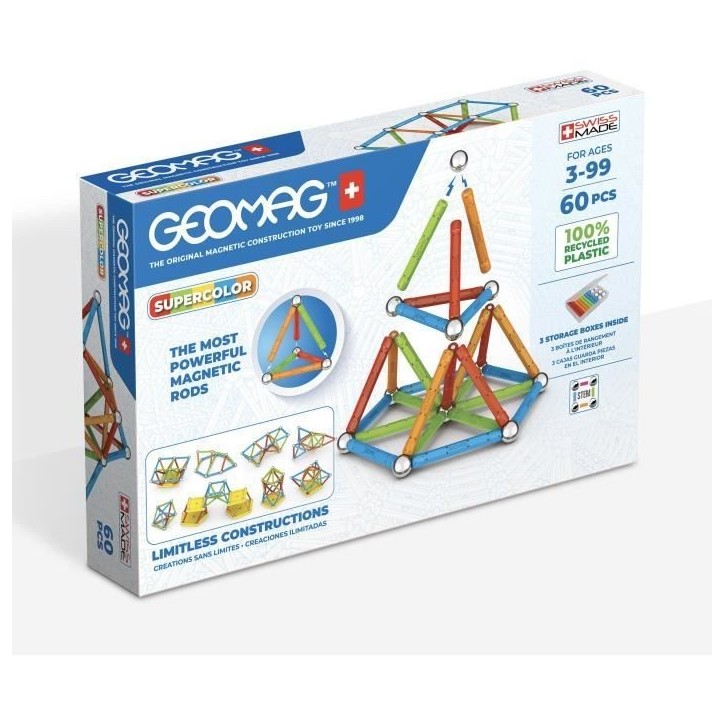 Jeu de construction magnétique - GEOMAG - Glitter Panels Recycled 22 pieces - Paillettes - Écologique - Créatif