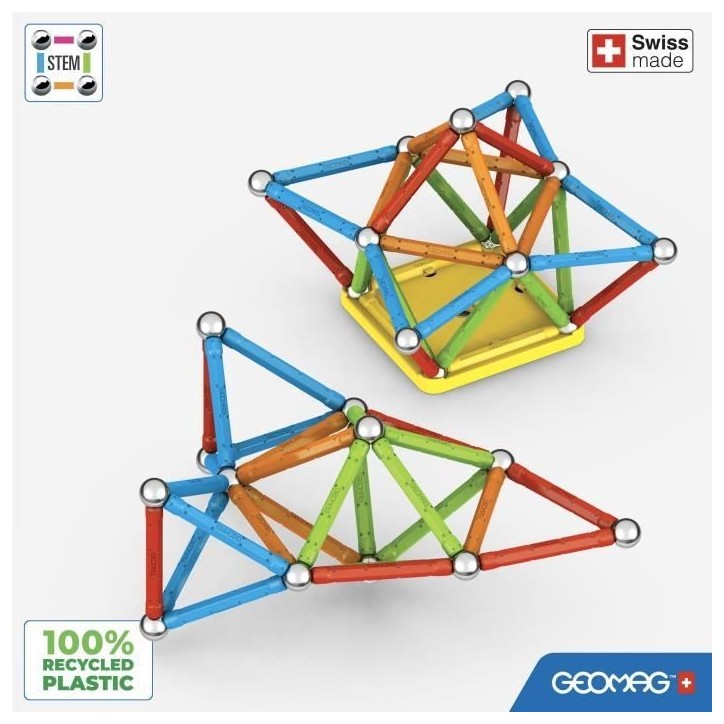 Jeu de construction magnétique - GEOMAG - Glitter Panels Recycled 22 pieces - Paillettes - Écologique - Créatif